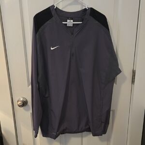 Mens Sz M Nike Grey and Black Quarter-Zip Warmup Jacket